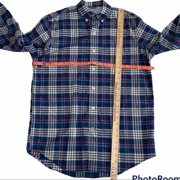 Izod Saltwater Relaxed Classic Blue Plaid Shirt 100% Cotton Button Down Size S - Picture 10 of 15
